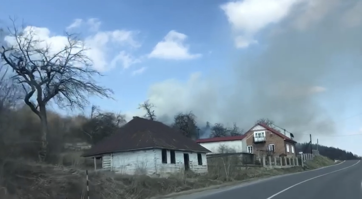 На Старосамбірщині чергова пожежа сухостою: вогонь  доходить до будинків (ВІДЕО)