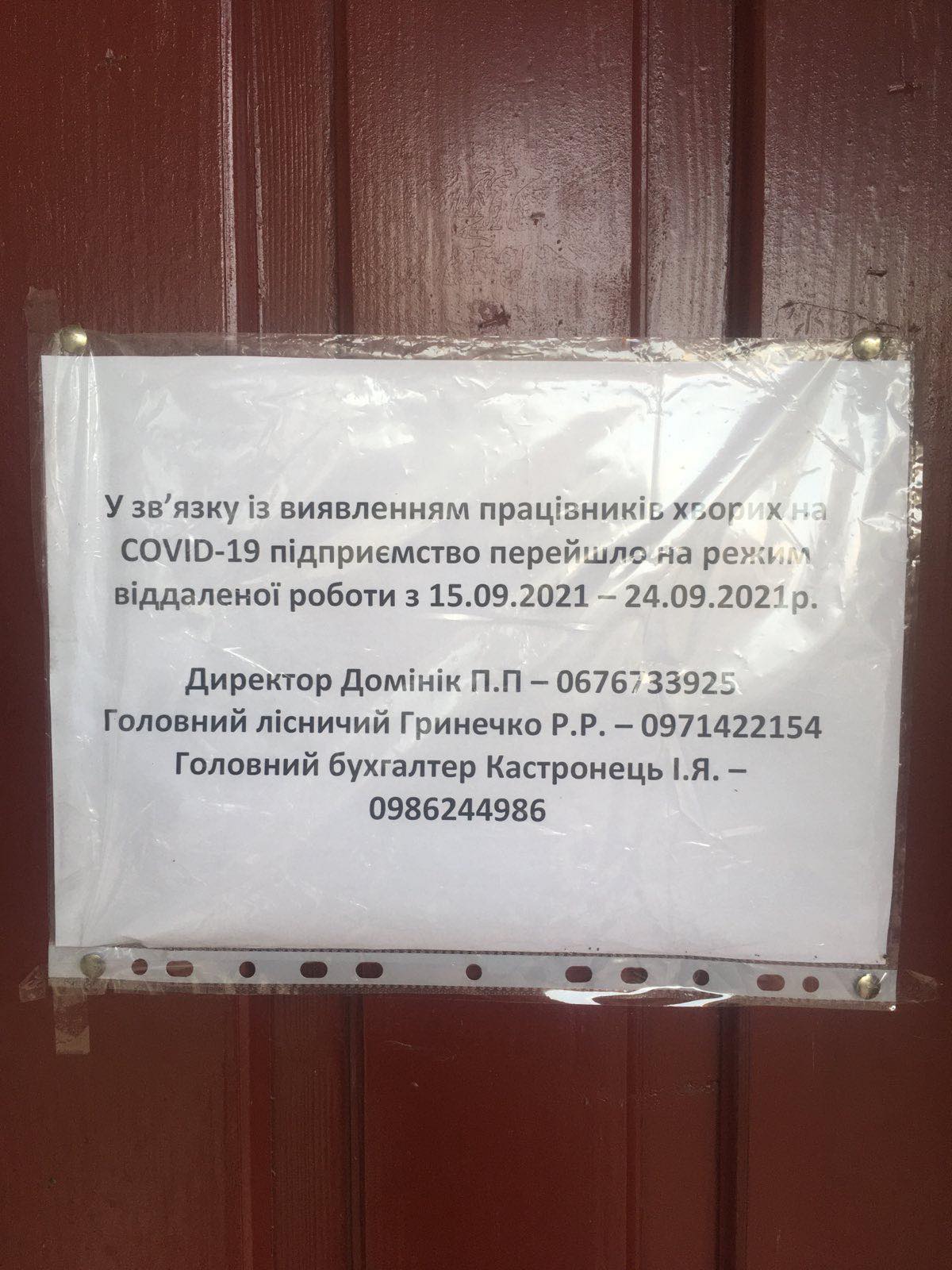 В лісгоспах спалах коронавірусу – Старосамбірський і Золочівський «Галсільліс» закрились на карантин