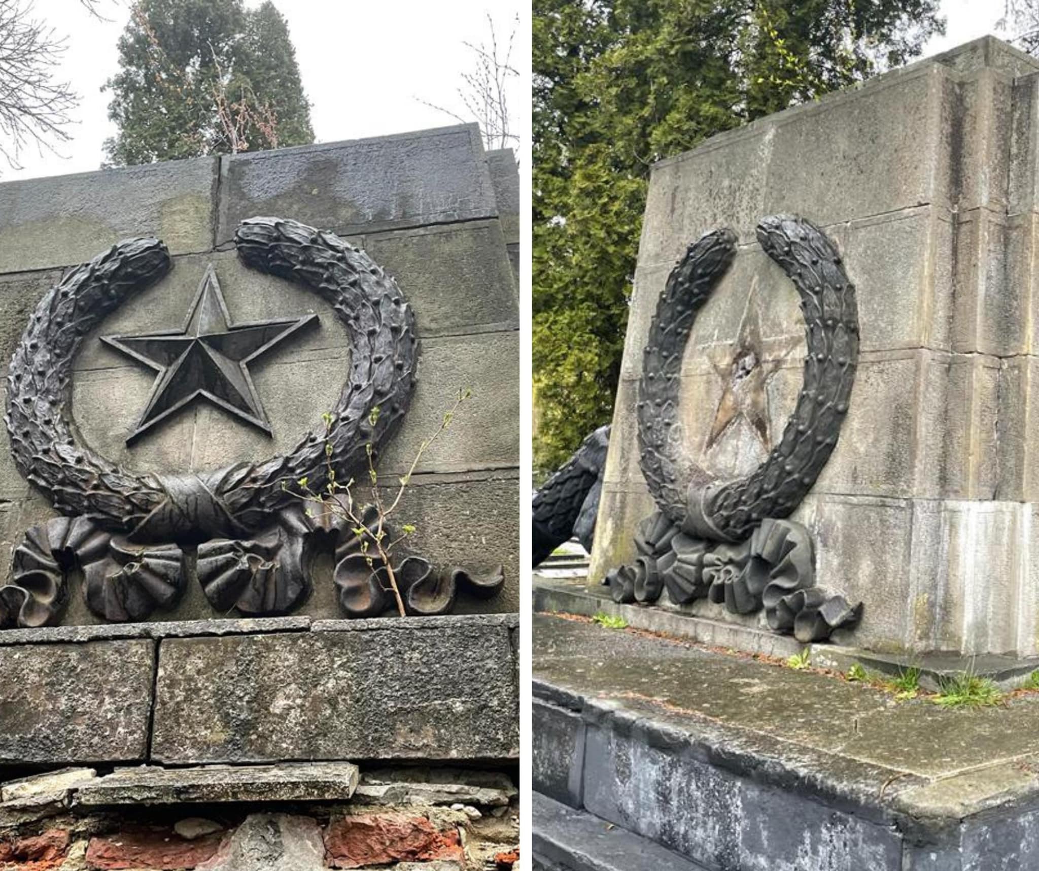 На Пагорбі Слави у Львові демонтували радянську зірку, серп і молот (ВІДЕО)