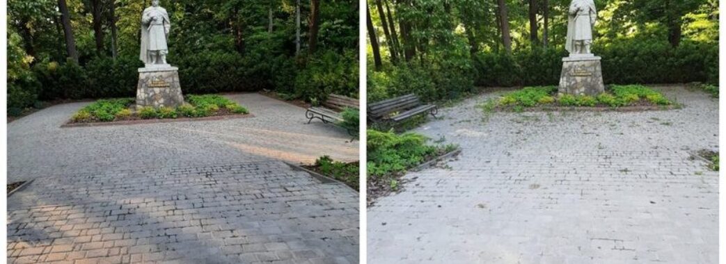 Переселенці з Херсонщини прибрали у парку у Брюховичах