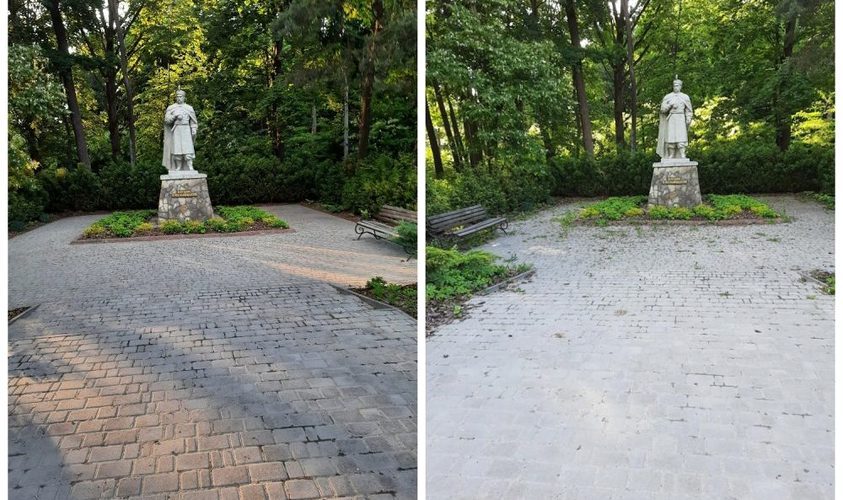 Переселенці з Херсонщини прибрали у парку у Брюховичах