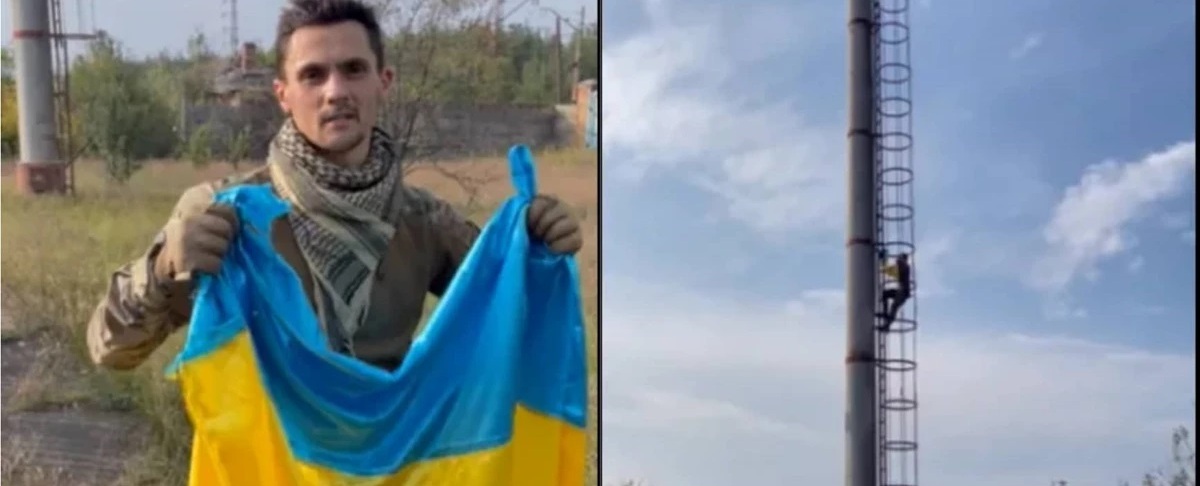 Воїни 103-ї бригади ТрО вивісили прапор над звільненим Ямполем в честь полеглих побратимів (ВІДЕО)