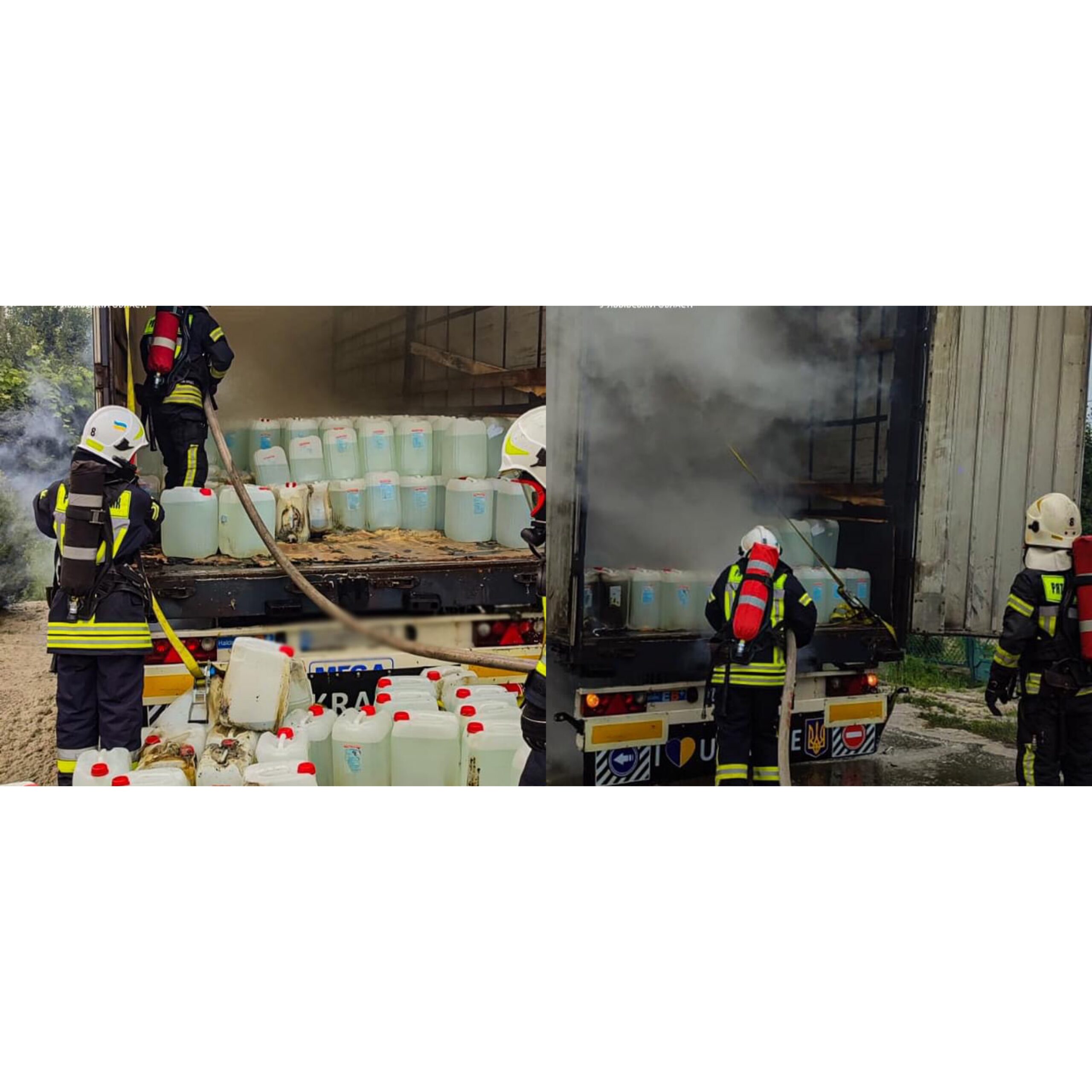 В Стрию загорівся причіп вантажівки, який перевозив 6000 л пероксиду водню