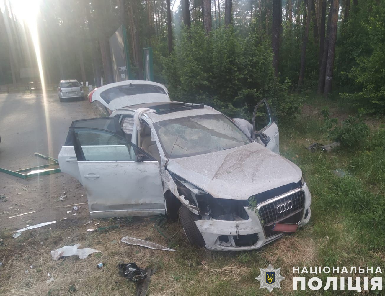 На Львівщині п’яна водійка на «Audi Q5» з’їхала в кювет: постраждали троє людей і 4-річна дитина