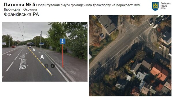 На перехресті вулиць Любінська – Окружна облаштують смугу для громадського транспорту
