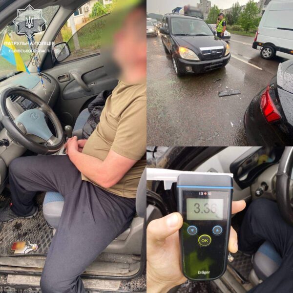 У Львові п’яний водій вчинив ДТП та заснув у машині