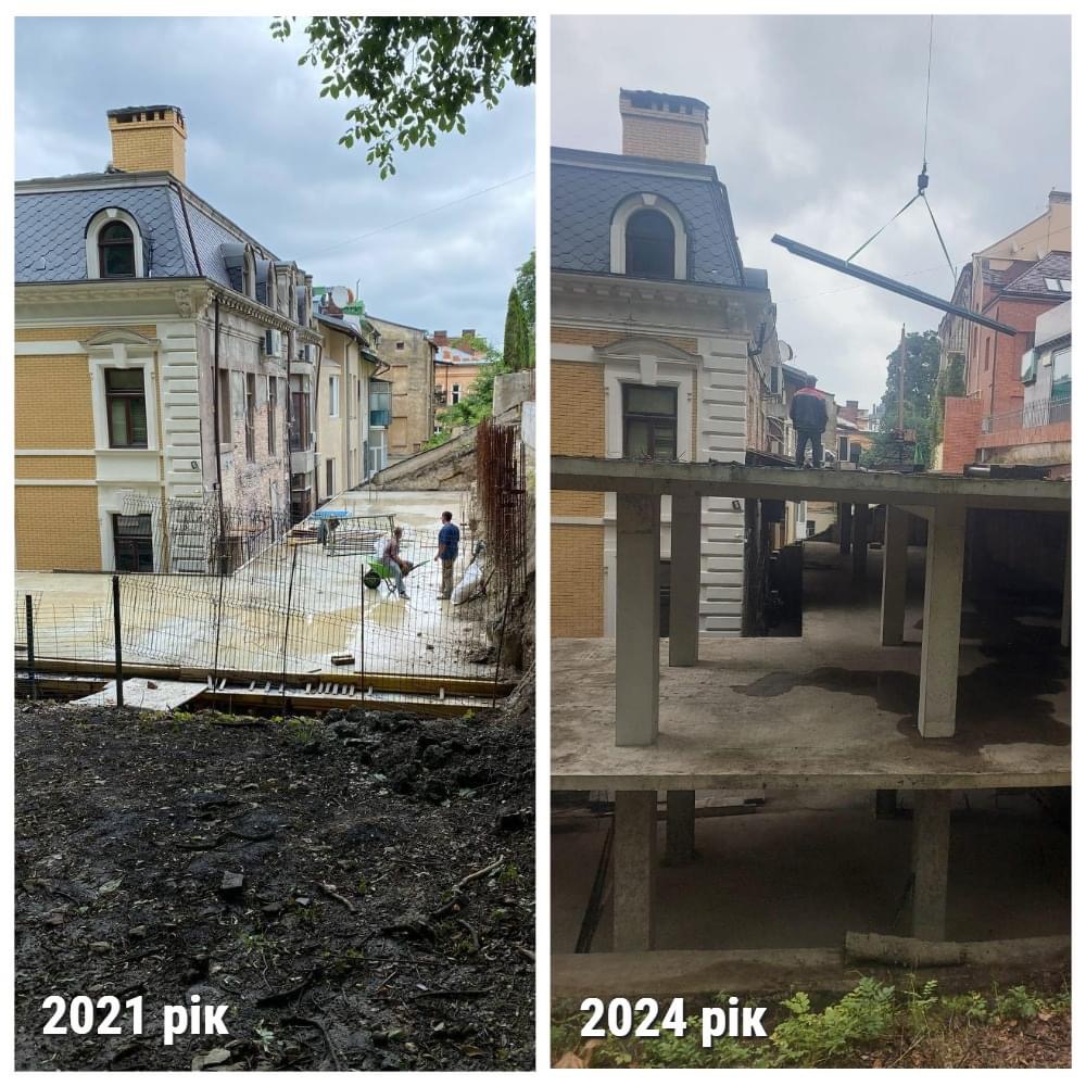 В одному із парків Львова незаконно будують триповерхову підпірну стіну