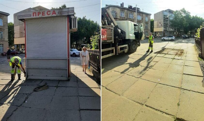 На вулиці Вітовського у Львові демонтували кіоск, який не працював 2 роки