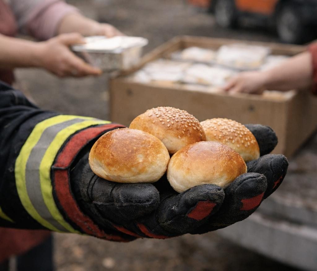 У Бродах після пожежі від обстрілу мешканці готували їжу, щоб підтримати рятувальників